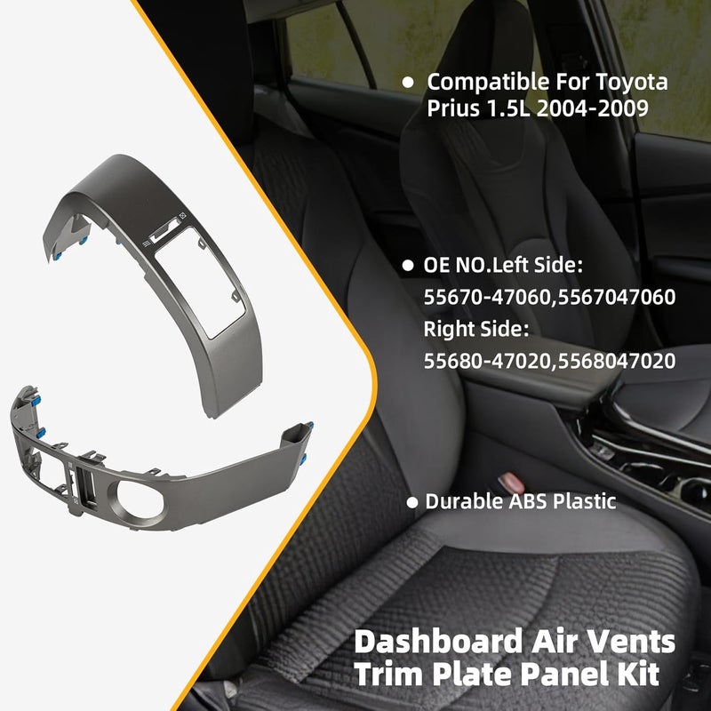 OVANOH Pair Center A/C Dash Air Vent Trim Panel Dashboard Cover Compatible For Toyota Prius 1.5L 2004-2009 Air Vent Outlet Panel Left & Right Side Replaces 5567047060 5568047020 - Image 3